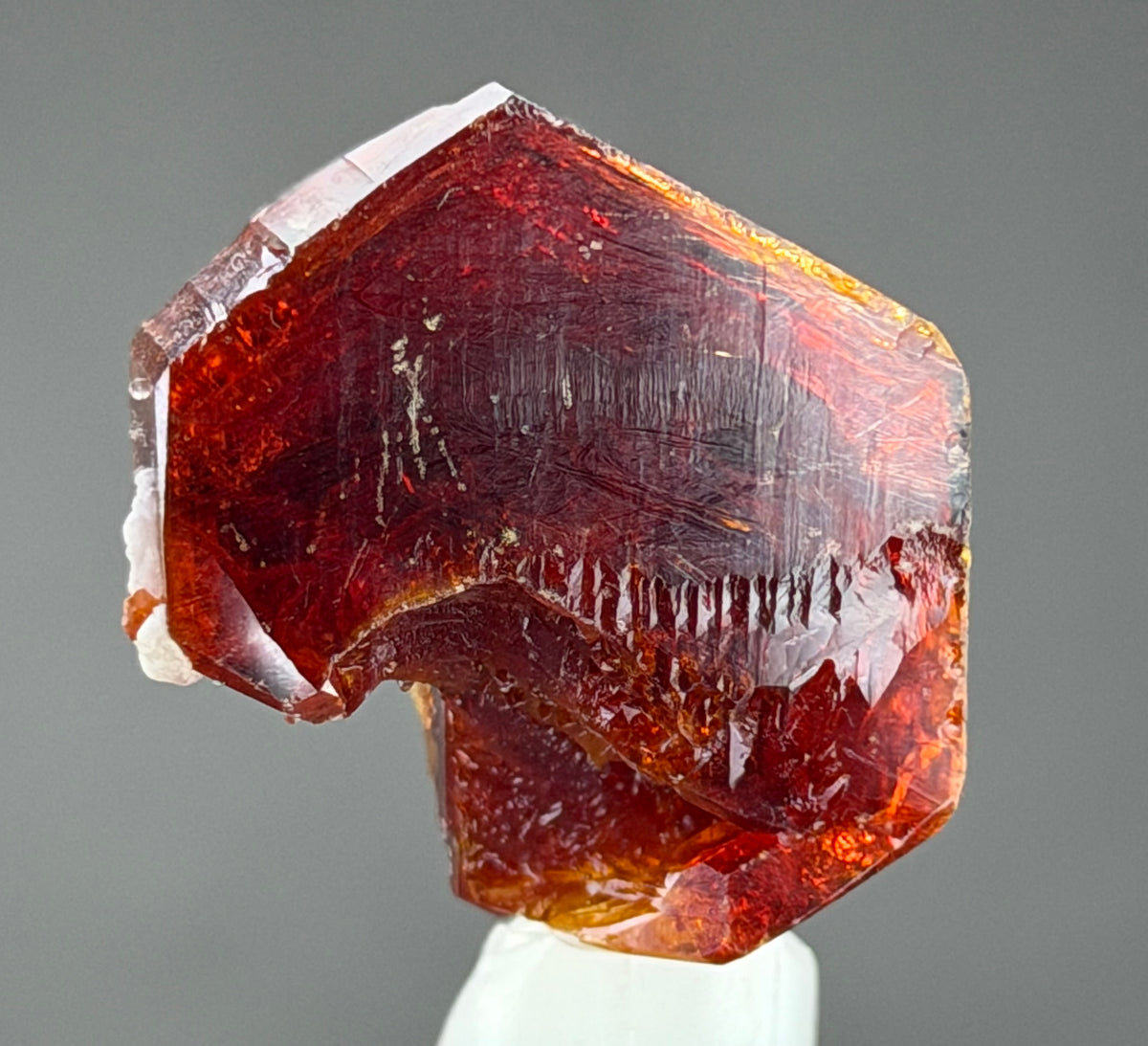 Phenomenal Fiery Ruby-Red Vanadinite Floater Crystal – Exceptional Transparency & Intense Amber-Orange Glow