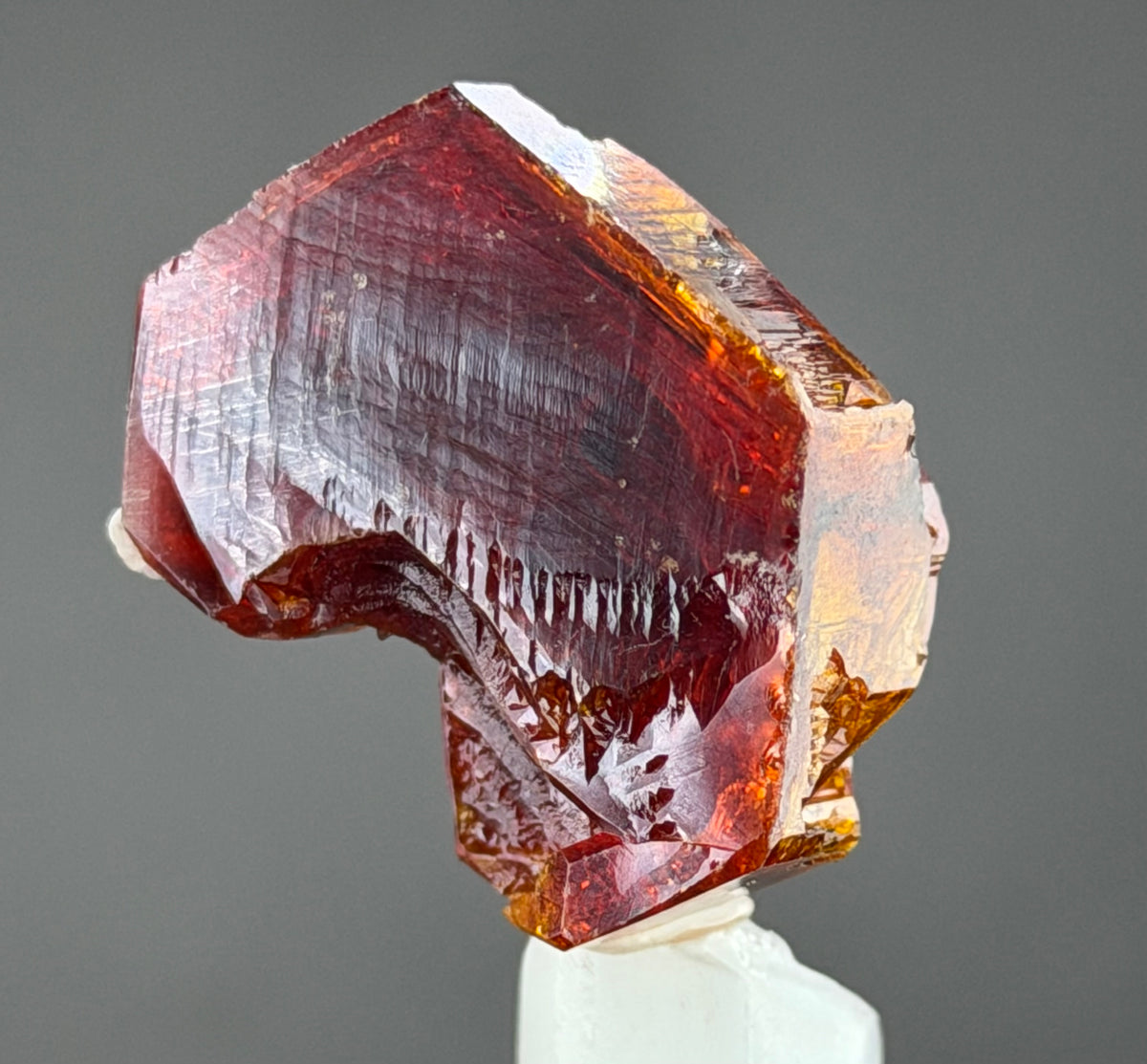 Phenomenal Fiery Ruby-Red Vanadinite Floater Crystal – Exceptional Transparency & Intense Amber-Orange Glow