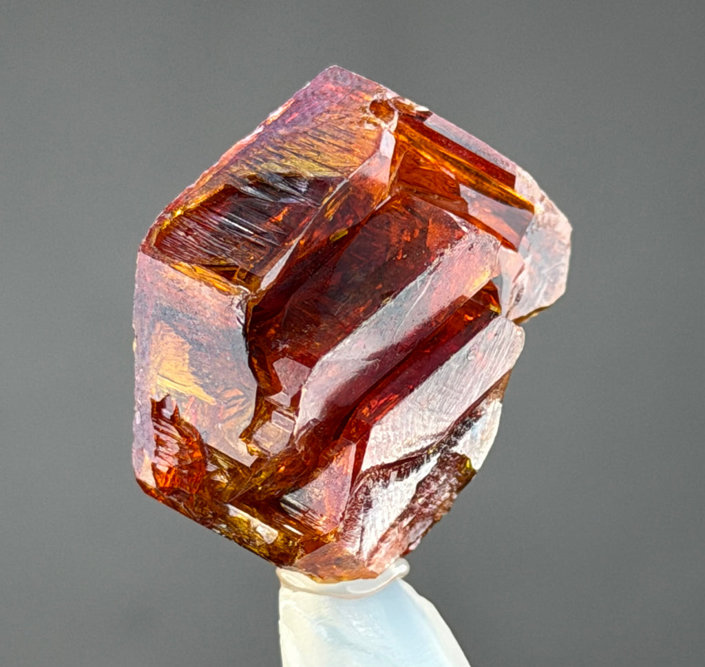Phenomenal Fiery Ruby-Red Vanadinite Floater Crystal – Exceptional Transparency & Intense Amber-Orange Glow