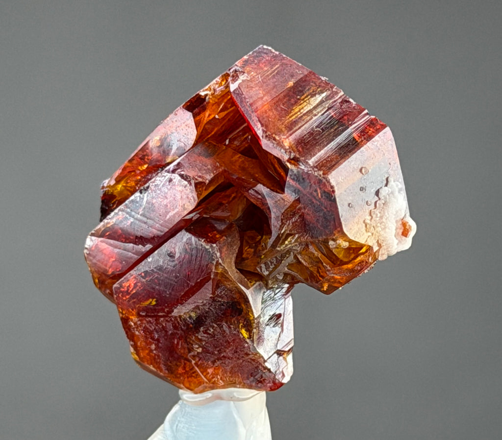 Phenomenal Fiery Ruby-Red Vanadinite Floater Crystal – Exceptional Transparency & Intense Amber-Orange Glow