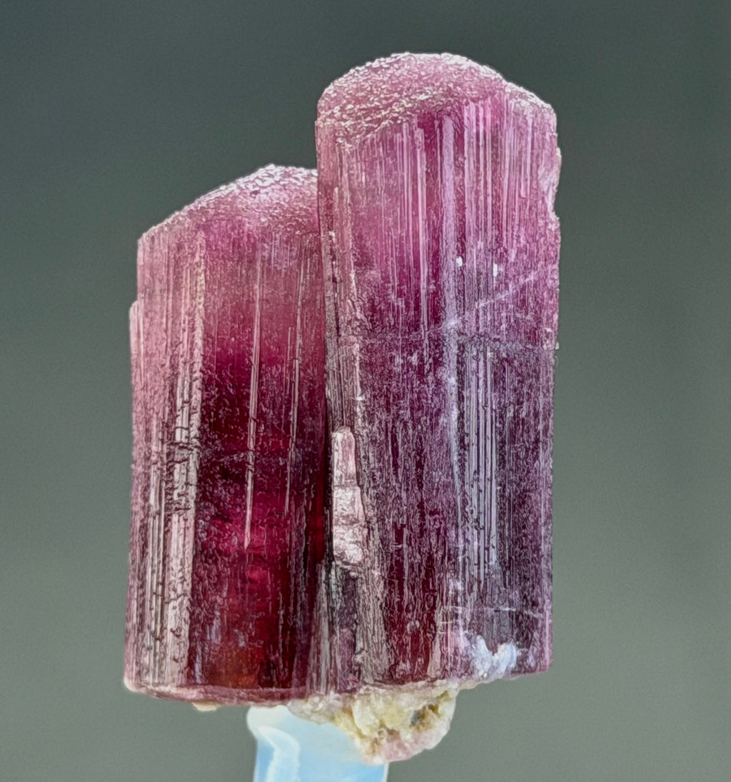 Rubellite Tourmaline – Two Intergrown Deep Pink Red Crystals – 40 mm – Collector Mineral Specimen