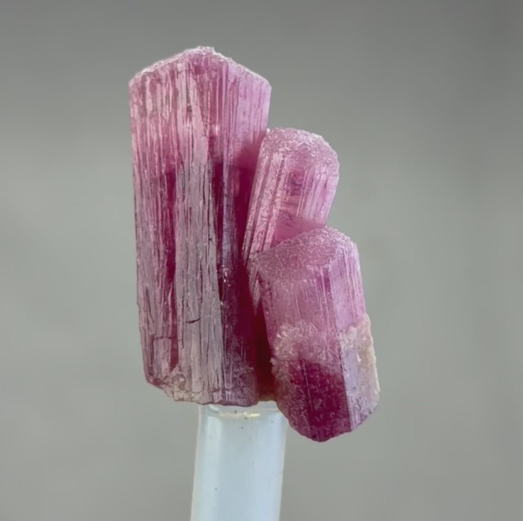 Rubellite Tourmaline – Three Intergrown Pink Red Crystals – 40 mm – Collector Mineral Specimen