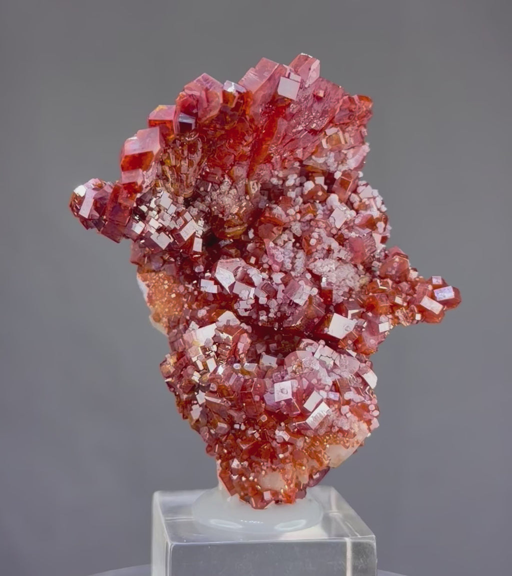 Exceptional Lustrous Scorpion-Shaped Vanadinite with Unusual Crystal Formations, Gypsum & Barite – Moroccan Collector Specimen