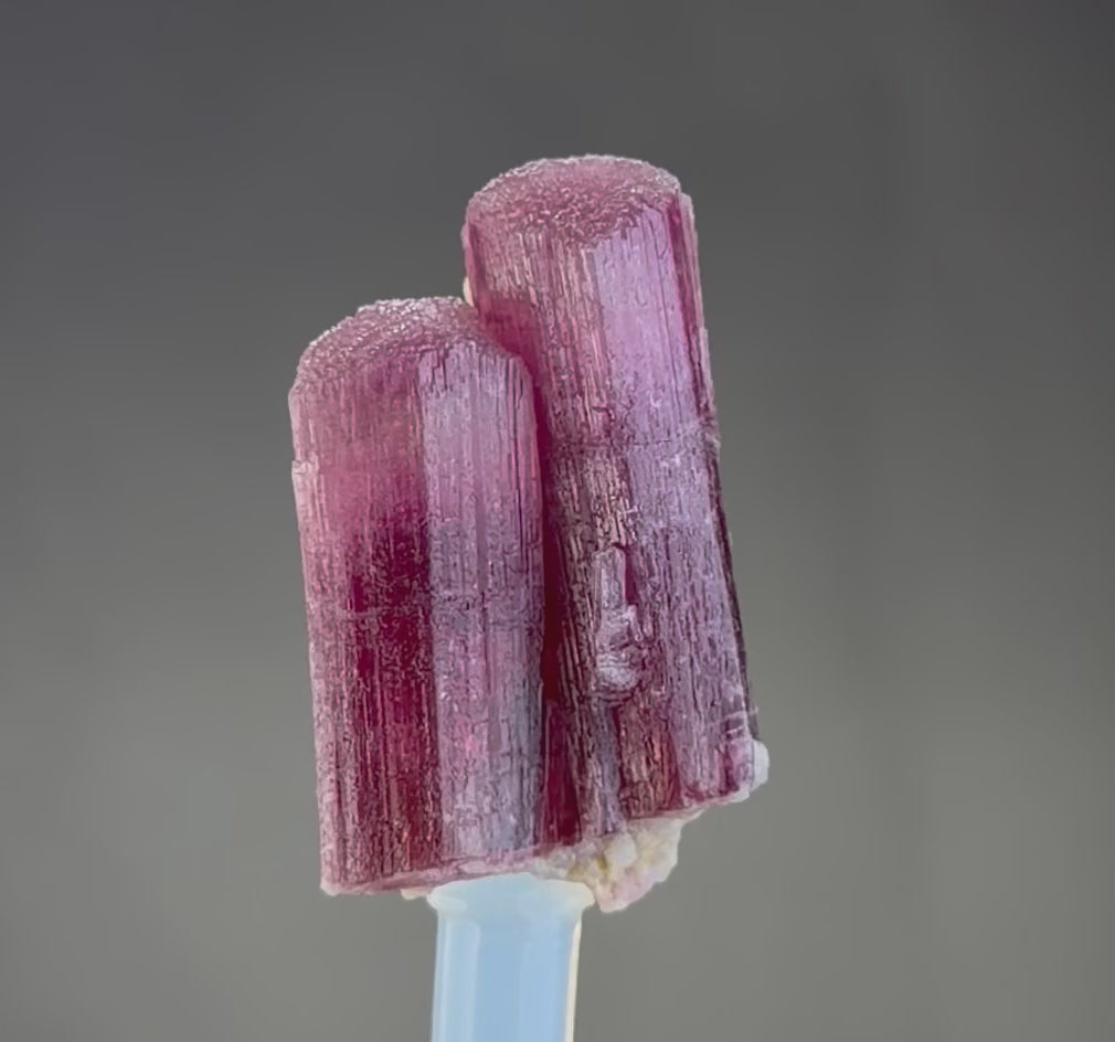 Rubellite Tourmaline – Two Intergrown Deep Pink Red Crystals – 40 mm – Collector Mineral Specimen